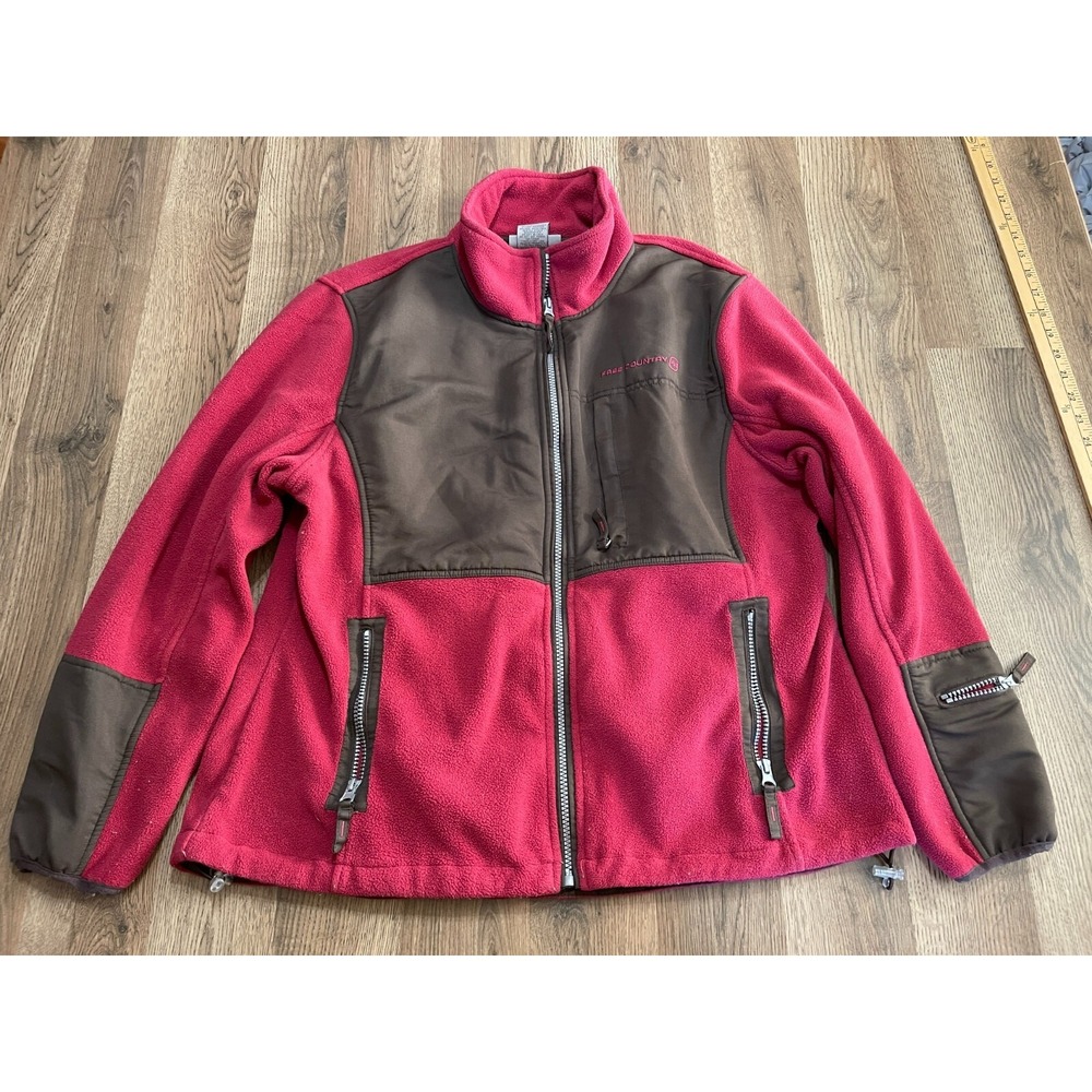 Free Country Sweater, Women's Size XL, Red Brown, Full Zip, Pockets